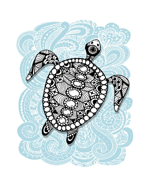 Tortoise ornate, zentangle for your design - ベクター画像