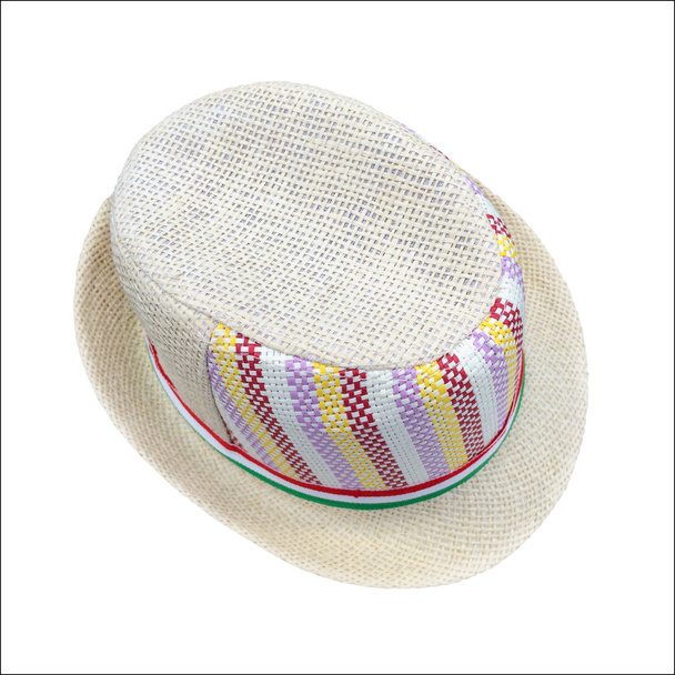 słomkowy kapelusz na białym tle - Zdjęcie, obraz