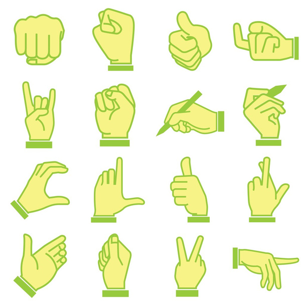 conjunto de iconos de mano, estilo de dibujos animados
 - Vector, imagen