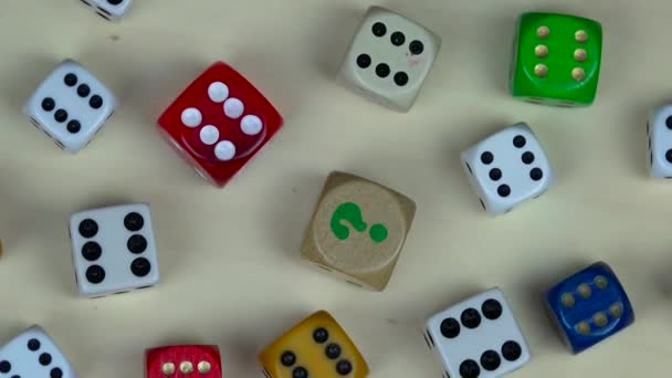 Various colorful dice. Gambling concept. turntable - Footage, Video