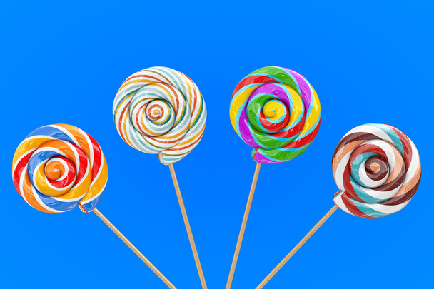 Rainbow Swirl Lollipops. Renderização 3d
 - Foto, Imagem
