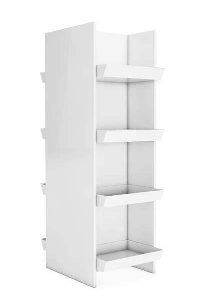White Market Racks Shelves Showing Products. 3d Rendering - Photo, Image