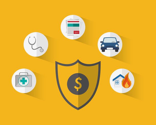 pojišťovací služby související ikony obrázek - Vektor, obrázek