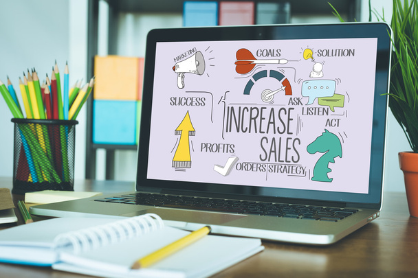 INCREASE SALES  text on screen.  - Foto, Imagem