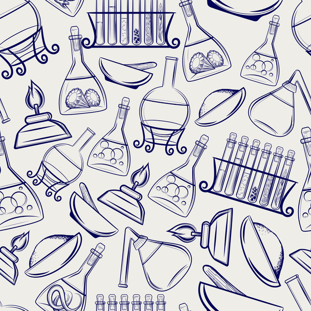 Science lab equipment seamless pattern - Vector, afbeelding