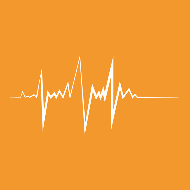 Καρδιακό ρυθμό. Εικονογράφηση επίπεδου σχεδιασμού. Πορτοκαλί και λευκά χρώματα - Διάνυσμα, εικόνα