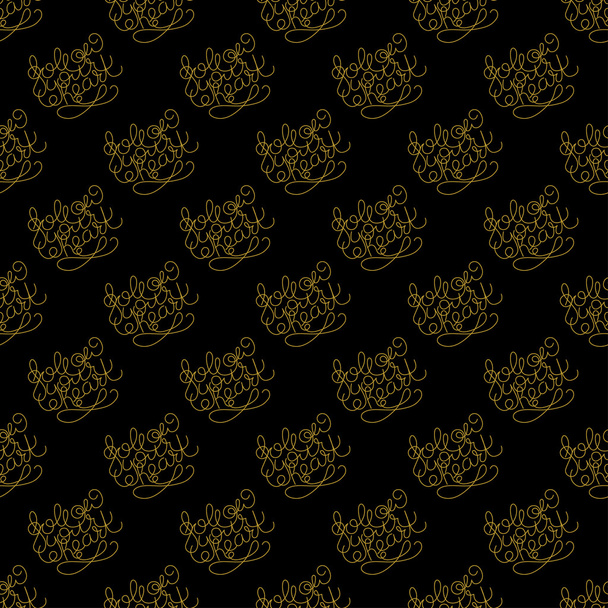Golden hand lettering decor seamless pattern - Vektor, kép