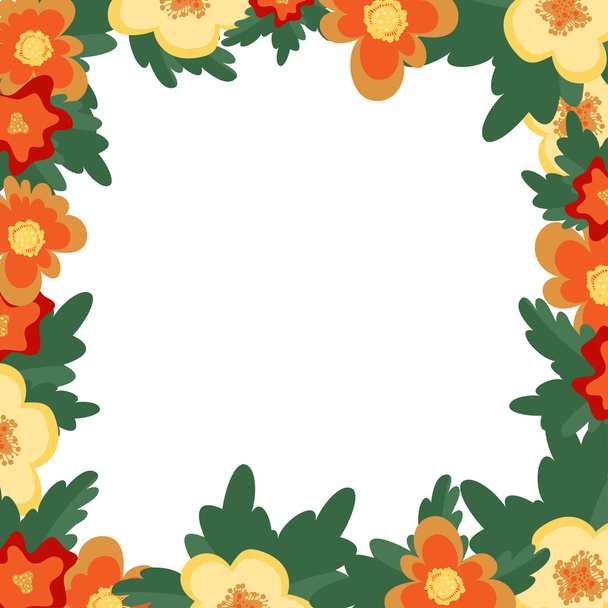 floral frame with red and orange flowers - Вектор, зображення