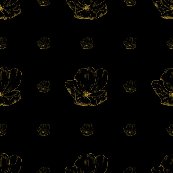 Golden sketch briar decor seamless pattern - Vector, Image