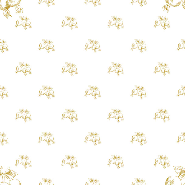 Golden sketch briar decor seamless pattern - Vektor, obrázek