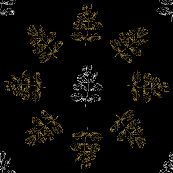 Golden sketch briar decor seamless pattern - Vettoriali, immagini