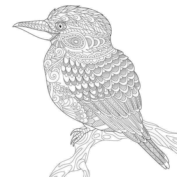 Zentangle stylized kookaburra bird - Wektor, obraz