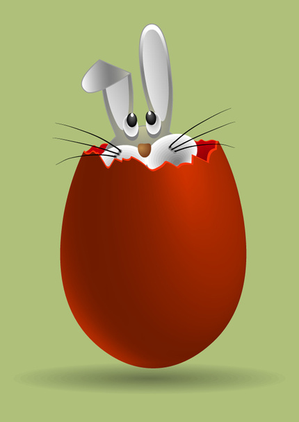 little cute Bunny is inside the Easter eggs - Vector, Image