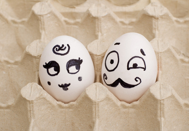 Two funny painted eggs, a lady and a gentleman - Photo, Image