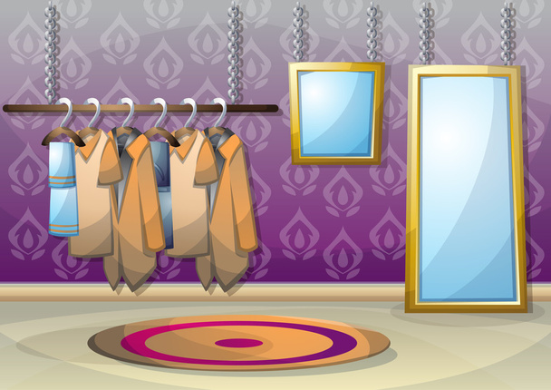 cartoon vector illustration interior clothing room with separated layers - Vector, Image
