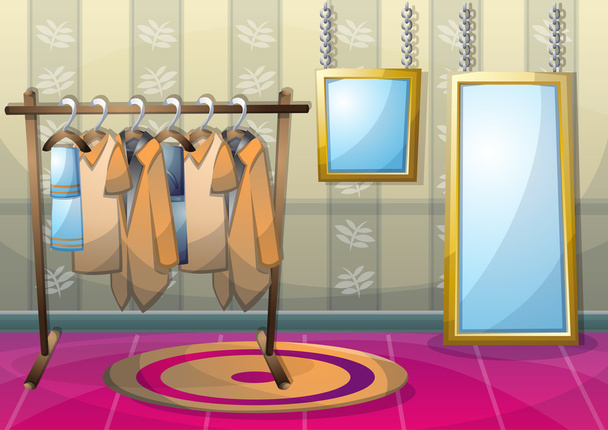 illustration vectorielle de dessin animé salle de vêtements intérieure avec des couches séparées
 - Vecteur, image