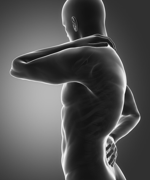hombre tiene dolor en la espalda y el cuello
 - Foto, Imagen