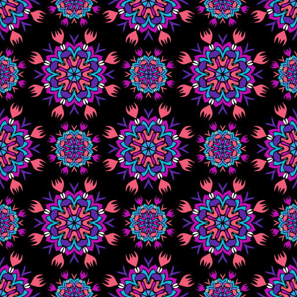 Elegant seamless pattern with Mandala and floral elements - Vettoriali, immagini