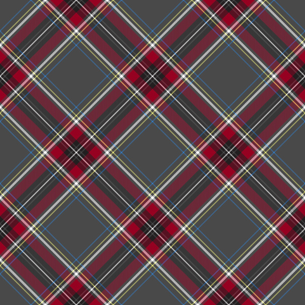 Gray red diagonal check plaid seamless pattern - Vector, Image