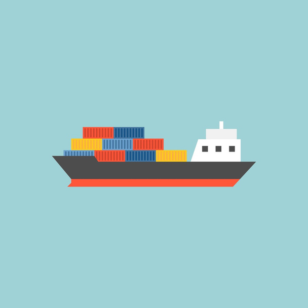 cargo ship icon, vessel for logistic icon, flat design - Vector, Image
