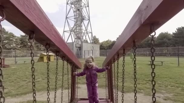 ευτυχισμένος κορίτσι σε παιδική χαρά - Πλάνα, βίντεο