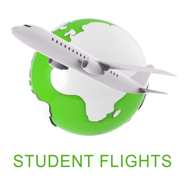 Student vluchten geeft aan Jet transport 3D-Rendering - Foto, afbeelding