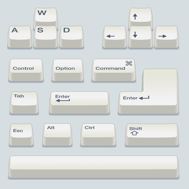 White Keyboard Keys in Isometric View - Vector, Image