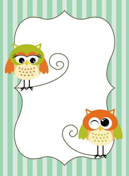 Printable owl label - ベクター画像