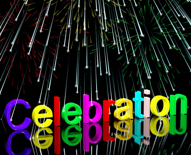 Word Celebration With Fireworks For New Years Or Independance - Photo, Image