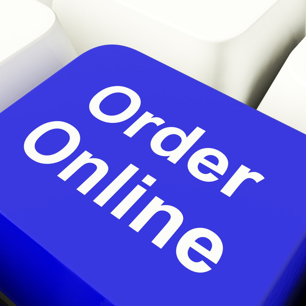 Online-Computerschlüssel in blau für den Kauf im Internet bestellen - Foto, Bild