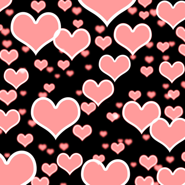 pembe kalpler bokeh arka plan siyah gösteren aşk romantizm ve v - Fotoğraf, Görsel