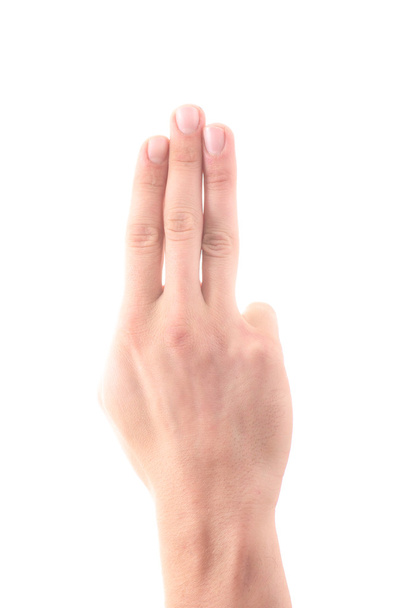 Letter P in sign language, on a white background - Zdjęcie, obraz