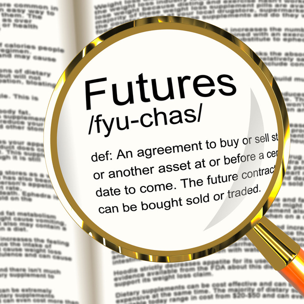 Futures Definition Magnifier Showing Advance Contract To Buy Or  - Photo, Image