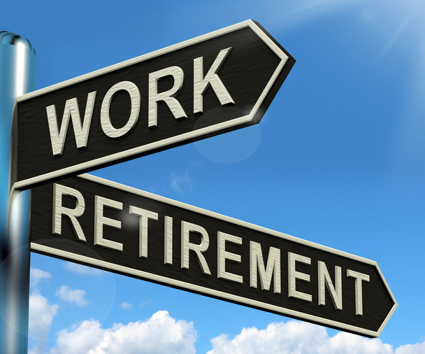 Работа или выход на пенсию знак показывает выбор работы или выхода на пенсию
 - Фото, изображение