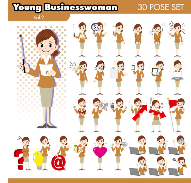 Young businesswoman in brown suits2 - Vector, Image