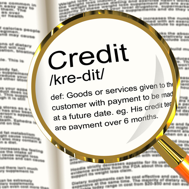 kreditní definice Lupa bezhotovostní platbu nebo půjčky - Fotografie, Obrázek