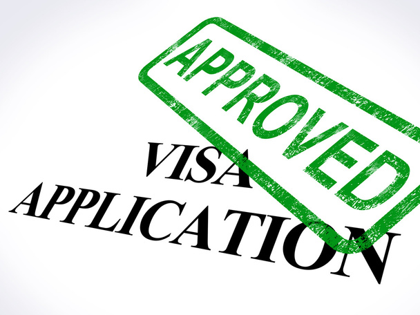 Solicitud de Visa El sello aprobado muestra la admisión de entrada autorizada
 - Foto, imagen