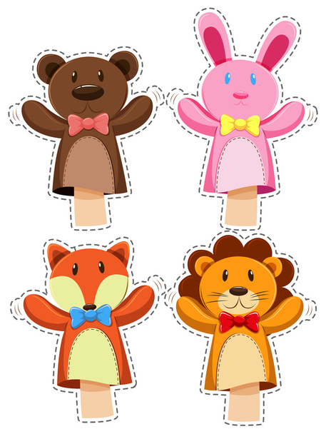 Sticker set with hand puppets - Vector, Image