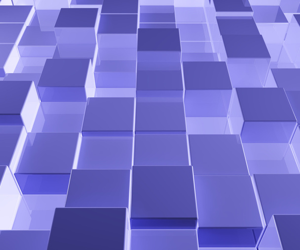 Fond en verre bleu brillant avec cubes ou carrés artistiques
 - Photo, image