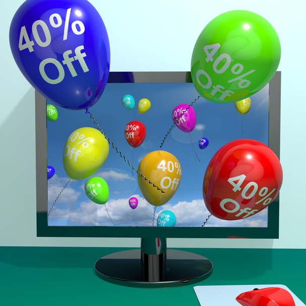 40% korting ballonnen van Computer tonen Sale korting van veertig Pe - Foto, afbeelding