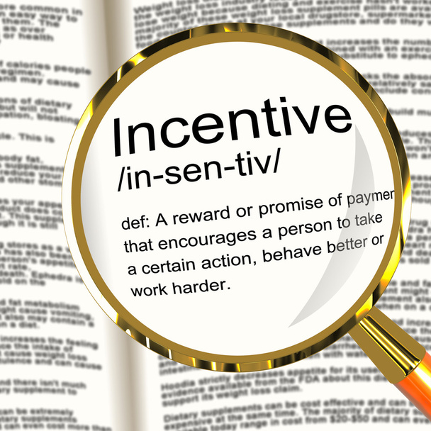 Lupa de definición de incentivo que muestra incentivo que estimula una
 - Foto, Imagen