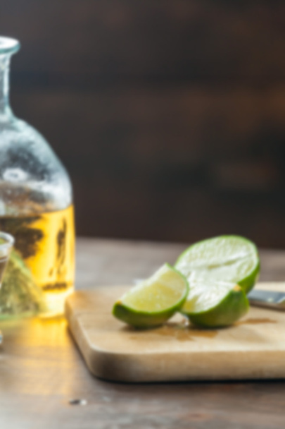 Abstract Blurred Background Of Tequila Shot Drinks With Limes - Foto, Imagem