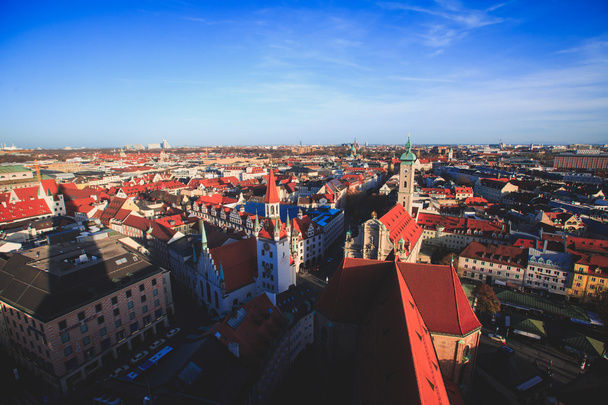 Belle vue aérienne ensoleillée super grand angle de Munich, Bayern
,  - Photo, image