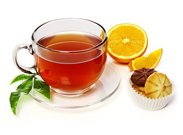 Chá, laranjas e bolachas
 - Foto, Imagem