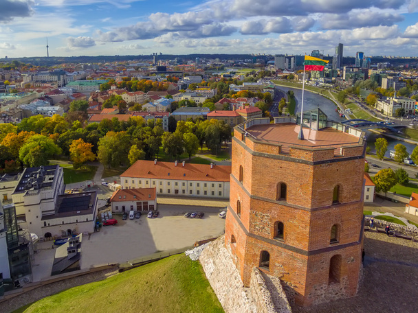 Vilnius, Lithuania: aerial top view of Upper or Gediminas Castle - Photo, Image