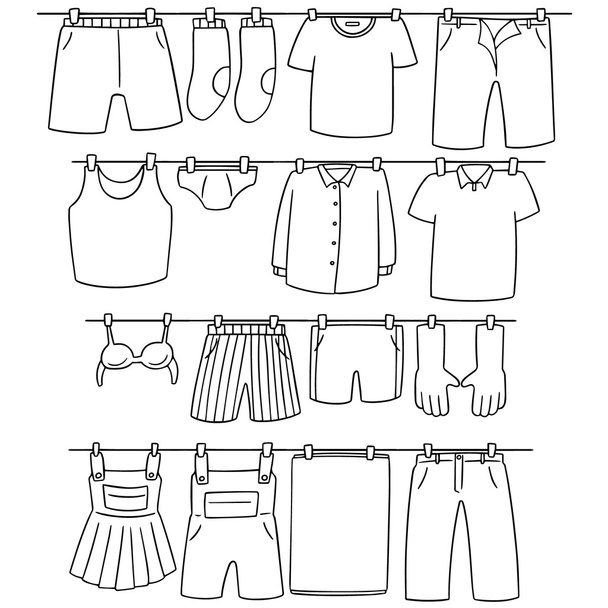 vector set of drying clothes - Vector, Image