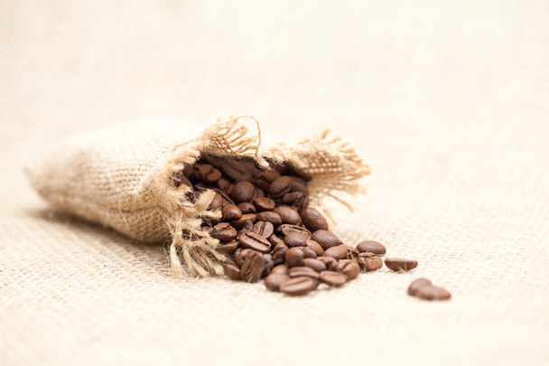 Coffee beans with burlap texture - Foto, Imagem