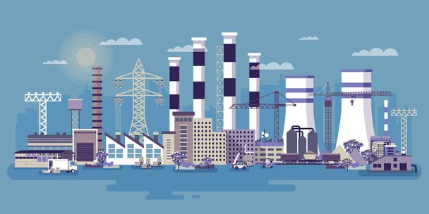 Industrial zone with factories - Vector, Image