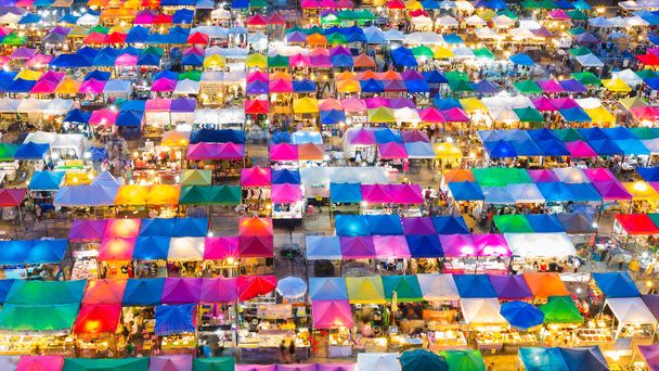 Top view multiple colour Bangkok city night market - Photo, Image