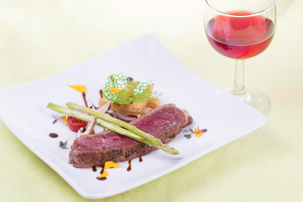 Beef Steak and wine - Photo, Image